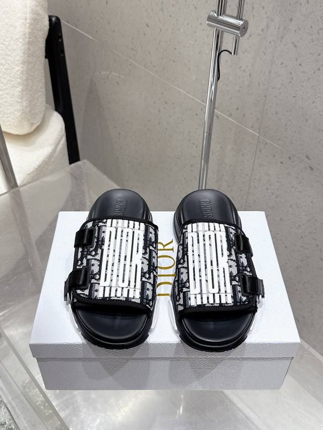 Factory Dior 25Ss new summer thick-soled Velcro slippers beach slippers 1:1 ori