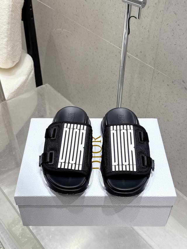 Factory Dior 25Ss new summer thick-soled Velcro slippers beach slippers 1:1 ori