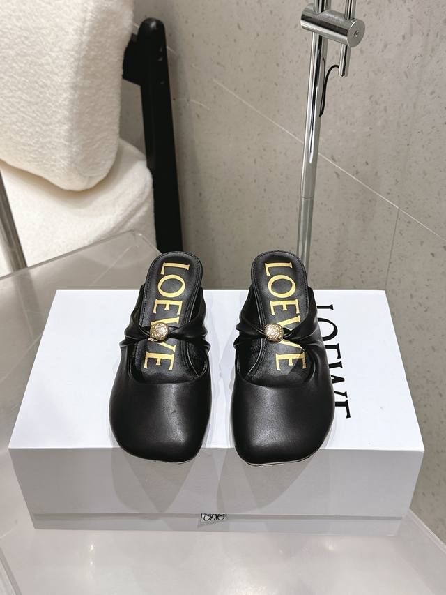 factory P price Loewe 25 spring and summer new kitten heel closed toe slippers