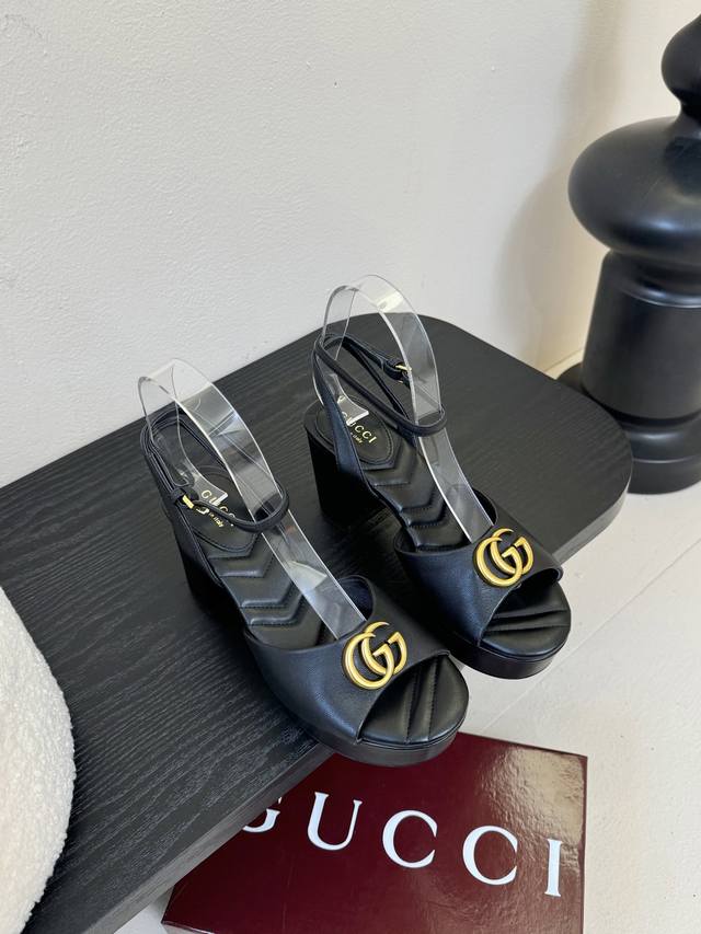 G Gucci counter new waterproof platform horsebit buckle one-strap sandals, origi
