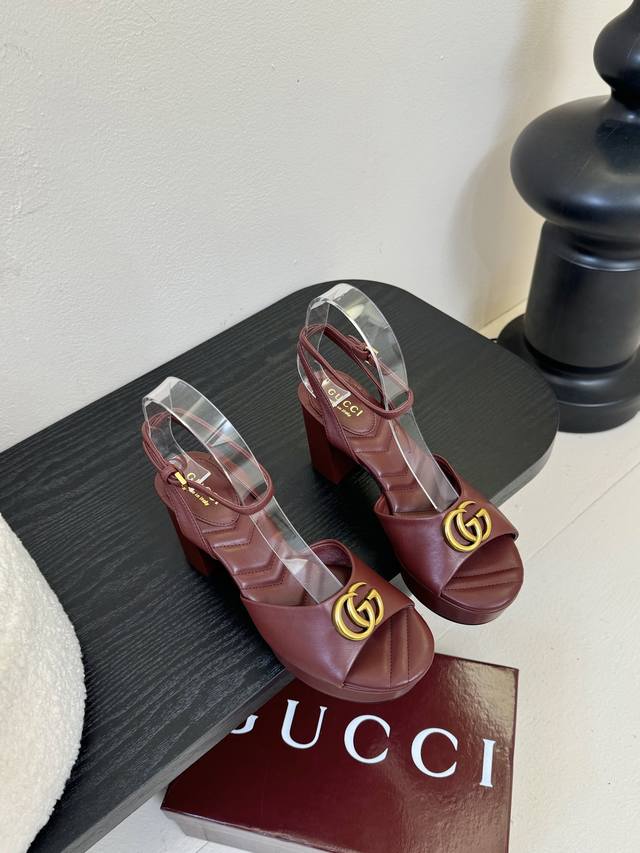 G Gucci counter new waterproof platform horsebit buckle one-strap sandals, origi