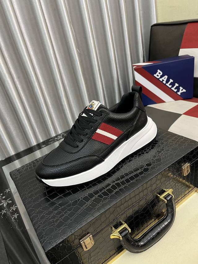 Factory Price: Bally Men's New Leather Casual Sneakers! Crafted from imported ca