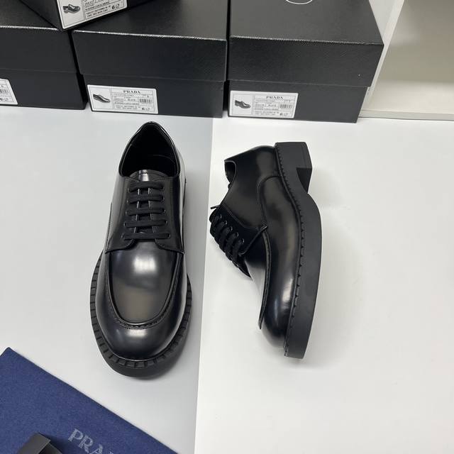 Prad* Classic lace-up style, new Italian open-edge peacoat leather. Customized w