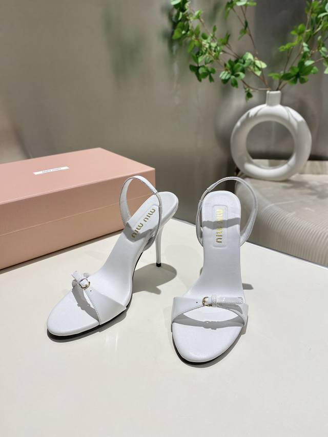 Factory Miu Miu catwalk style 2025 spring and summer new high-heeled strap sanda