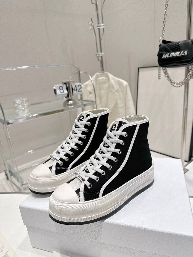 Women's and Men's Dior Walk'n'Dior platform sneakers with monogram embroidery. T