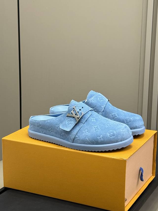 Lv Louis Vuitton men's Birkenstock slippers in suede print are so pretty! They'r