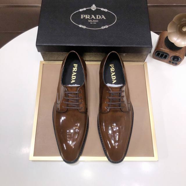 Factory P batch Prada's latest genuine leather business suit shoes, lined with h