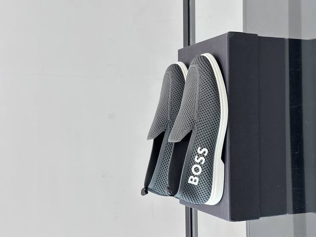 Boss men's loafers, original mold, imported one-piece fly woven fabric, breathab
