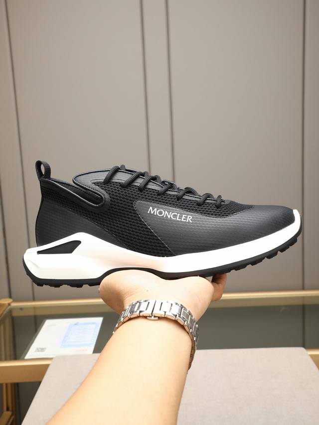 Moncler men's outdoor lace-up sneakers, featuring comfortable, non-slip performa