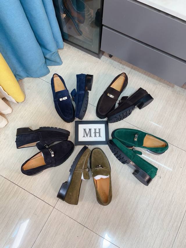 factory price P Niuli Hermes Hermes business leather shoes, original configurati