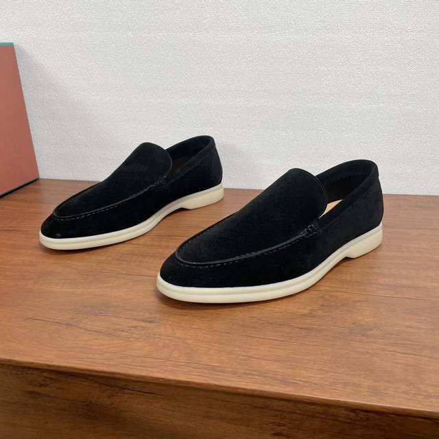 Loropiana Couple's Suede Leather Slip-On Casual Men's Loafers. Made from suede c