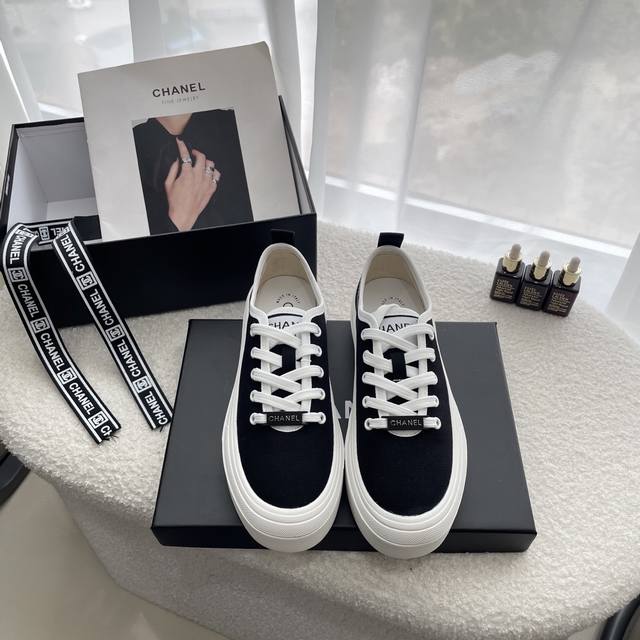 Chanel 2025 top counter new limited edition Chanel 25S platform canvas shoes, fi