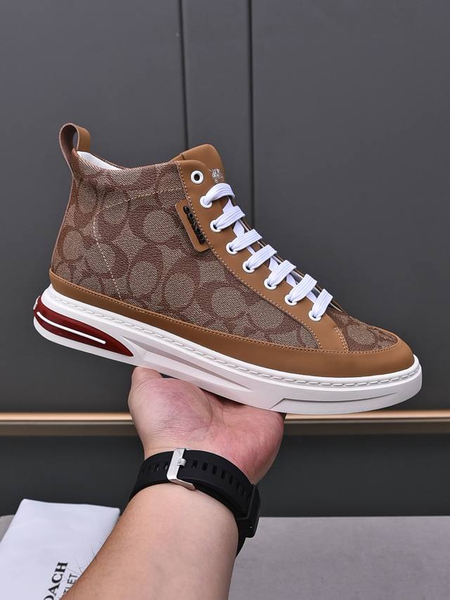 High-top Coach exclusive new men's low-top casual lace-up sneakers, casual and f