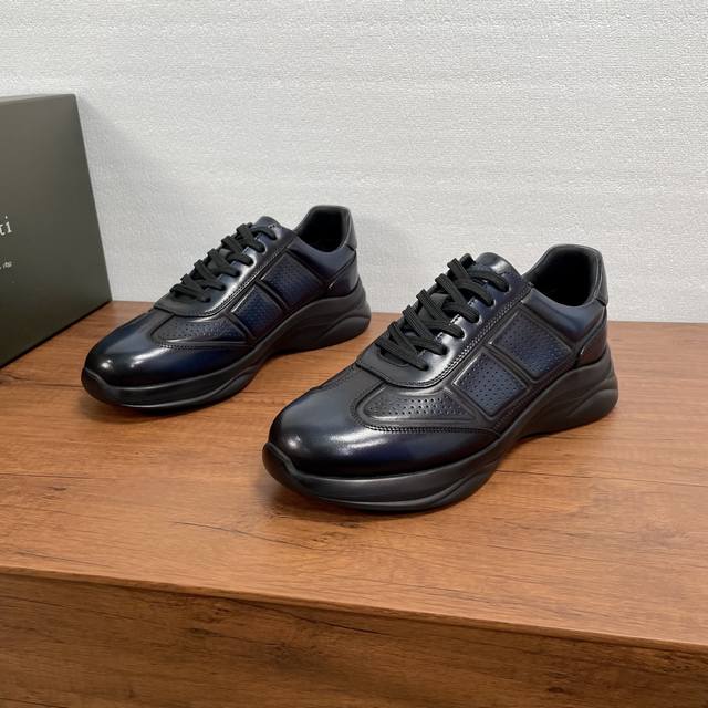 Berluti men's new leather sneakers offer a premium feel. Made from premium brush