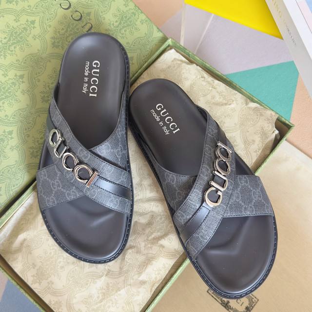 Gucc Gucci original quality 2025Gucci summer new style double G monogram flip-fl