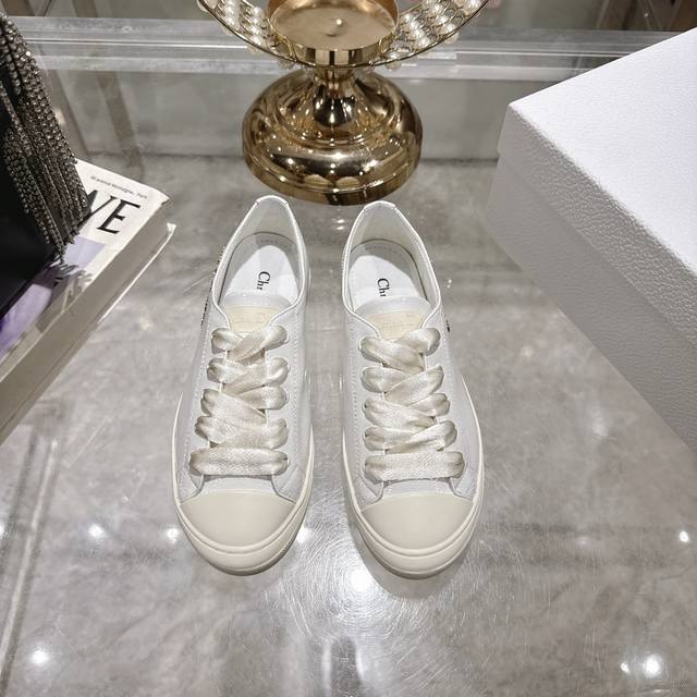 Factory Dior Dior 2025Ss new Lucky series satin white shoes skate shoes casual s