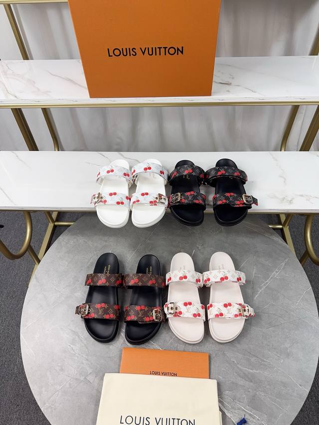 Lv new spring and summer slippers with adjustable buckle design, full of beach s
