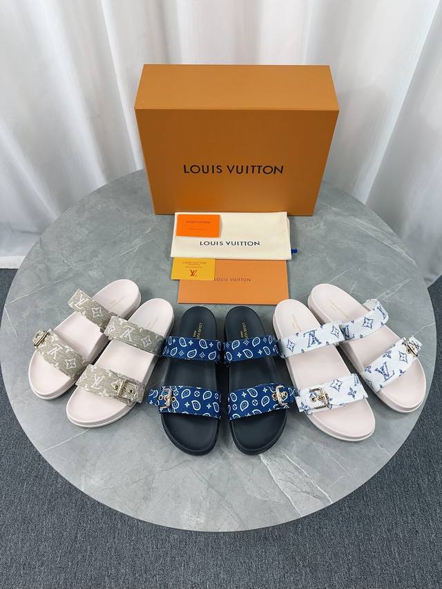 Lv new spring and summer slippers with adjustable buckle design, full of beach s