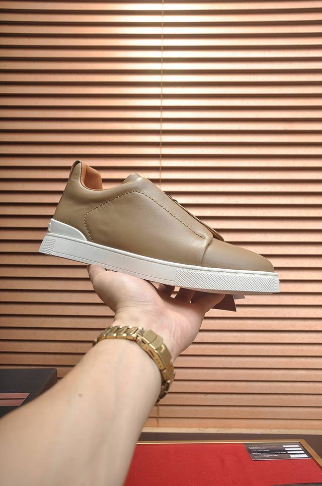Factory Price: P. New Zegna men's suede Triple Stitchmonte luxury casual shoes,