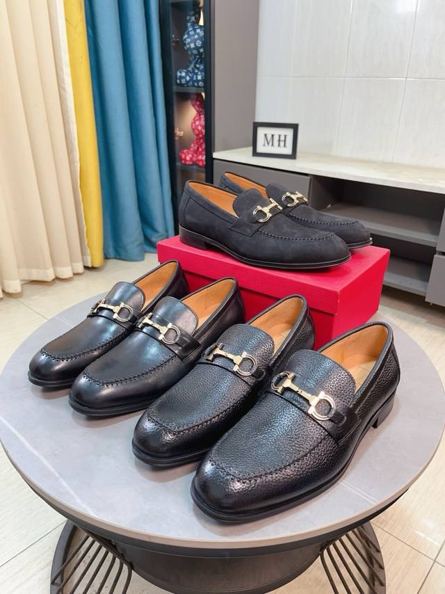 factory price P Niu Li Ferragamo latest men's business leather shoes official we