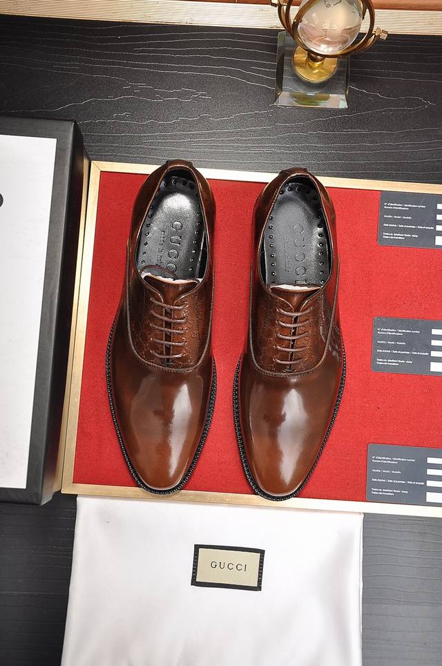 factory price P Gucci high-end genuine leather top formal men's shoes, imported