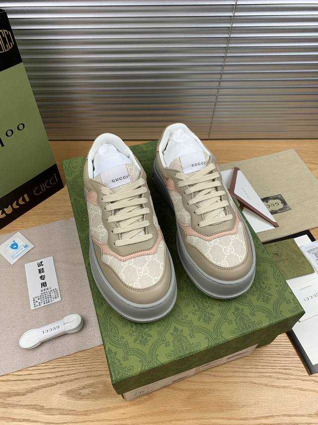 Real price high version Gucci 21Ss counter latest couple style thick-soled white