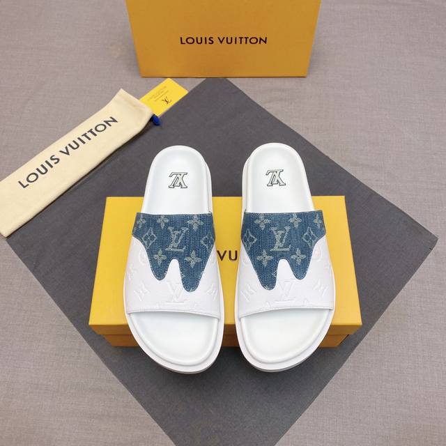 Top purchasing Lv men's spring and summer slippers counter synchronization upper