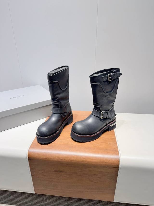 Men's size +40 Balenciag-Balenciaga 25Fw Venom Venom Couple's High Boots Mid-cal