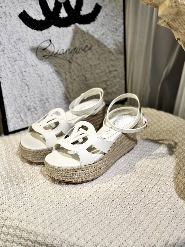Spring style broken heel series top version LV wedge hemp rope editor sandals cl