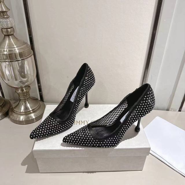 Jimmy Choo 2025 Ixia80 crystal-embellished mesh and satin pumps are here! The cl