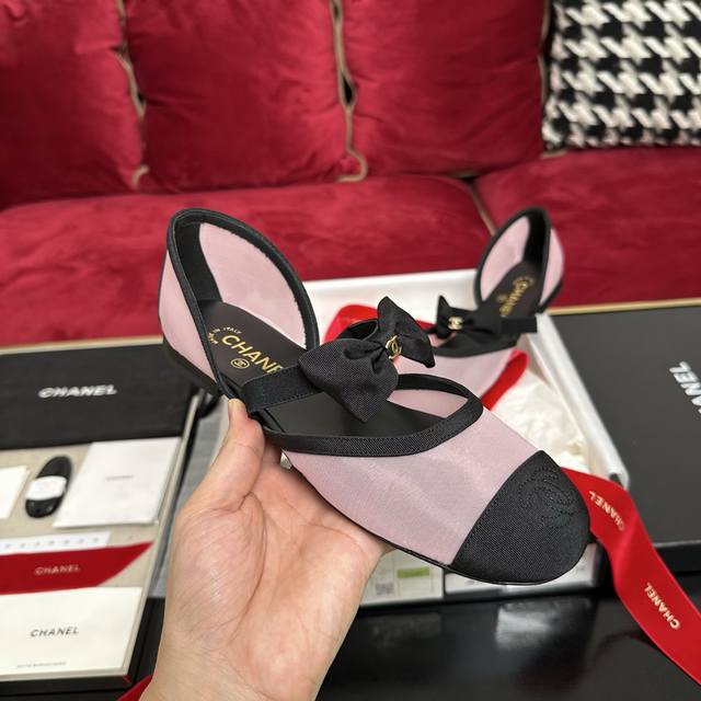 Pink New Online Chanel Chanel latest show Mary Jane shoes simple bow love at fir