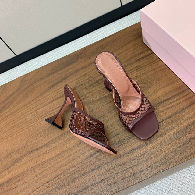 Amina Muaddi mesh slippers. Custom mesh, delicate and soft, embodying the romanc