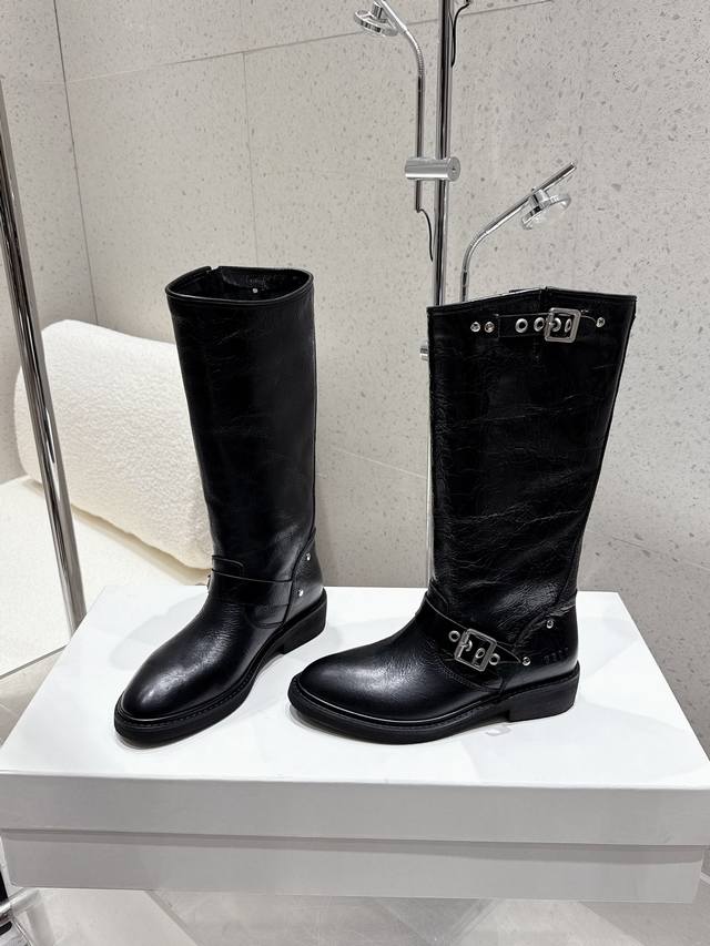 Golden Goose 2025 Autumn and Winter New Retro Western Cowboy Boots Long Boots Su