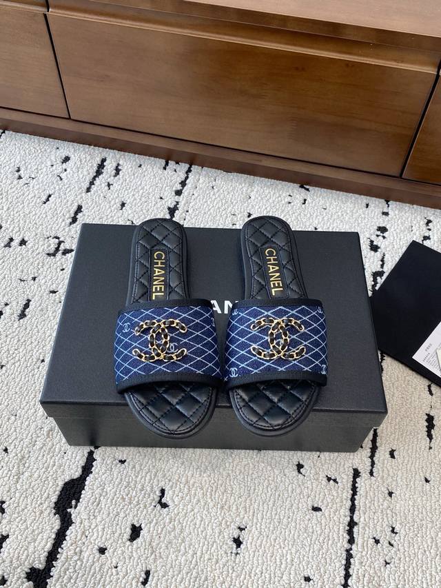 Chane* | Chanel 25P autumn and winter new arrival, double C diamond logo slipper