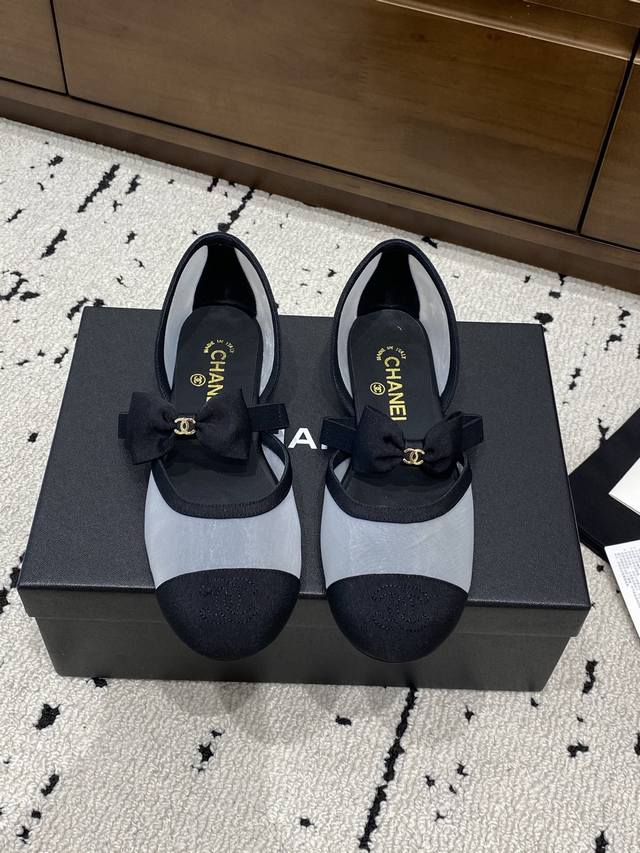 Chanel 25S new ballet flats, a shopping-grade Chanel classic bow-knot round-toe