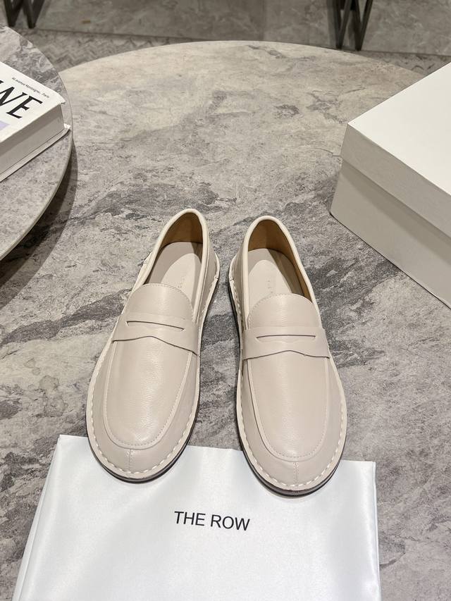 The Row's new fall collection of simple, versatile loafers. Available in red, po
