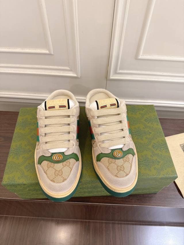 Gucci Screener series men's and women's sneakers for couples. Dirty shoes for co