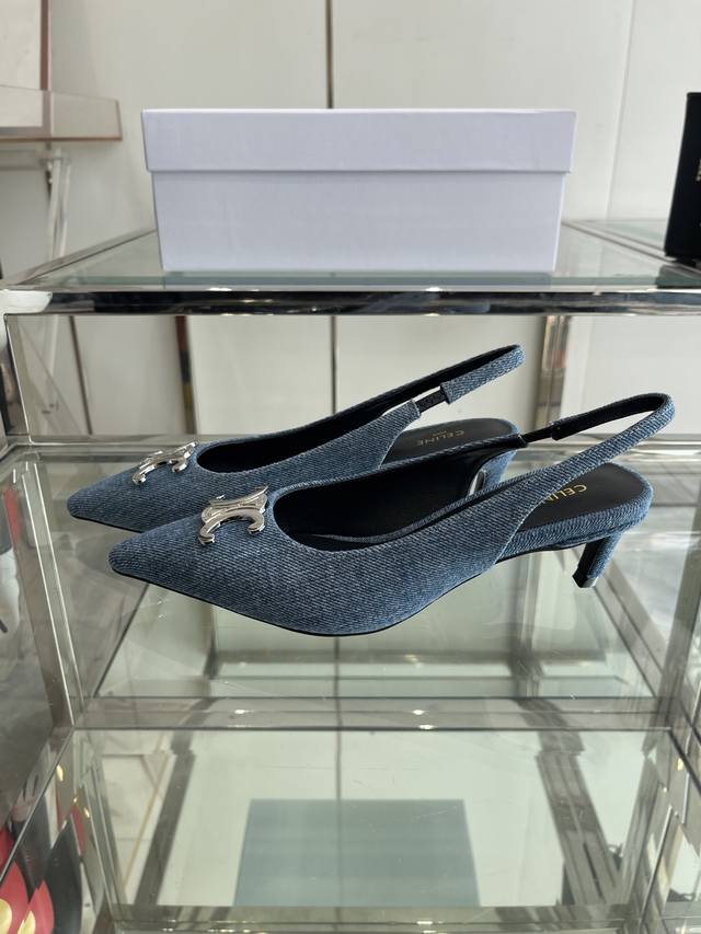 Celine 2025Ss new Arc de Triomphe pointed flat stiletto sandals sexy temperament