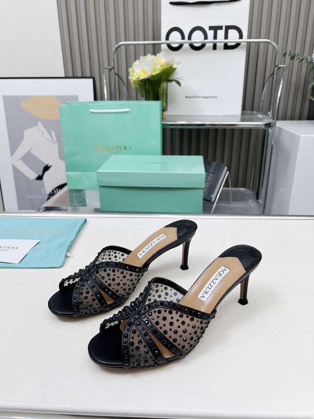 300 Q Aquazzura Gold Pineapple Rhinestone High Heels with Rubber and Leather Sol