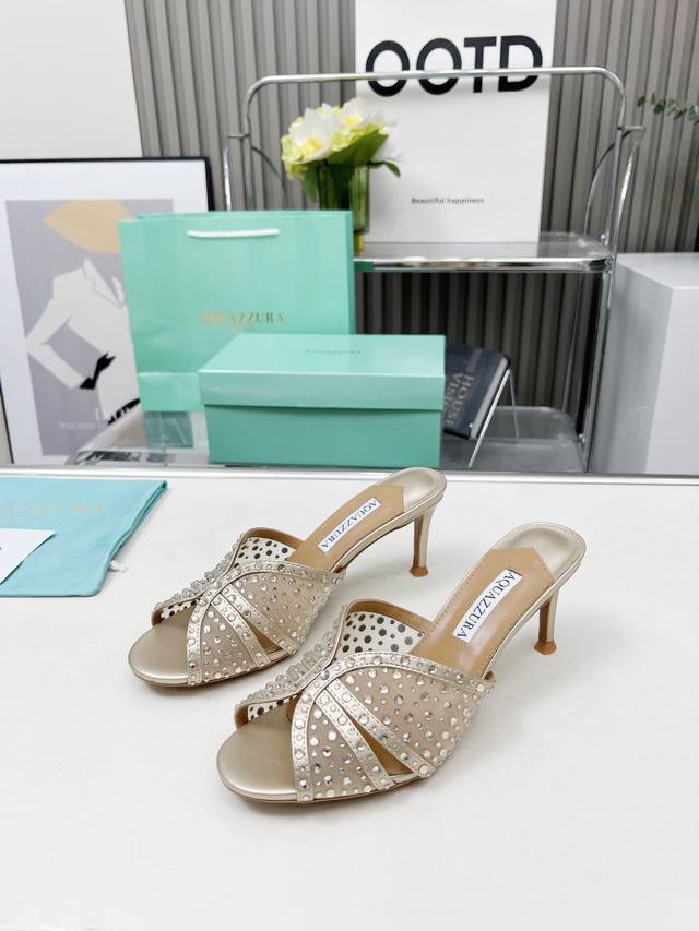 300Q Aquazzura Gold Pineapple Rhinestone High Heels with Rubber and Leather Sole