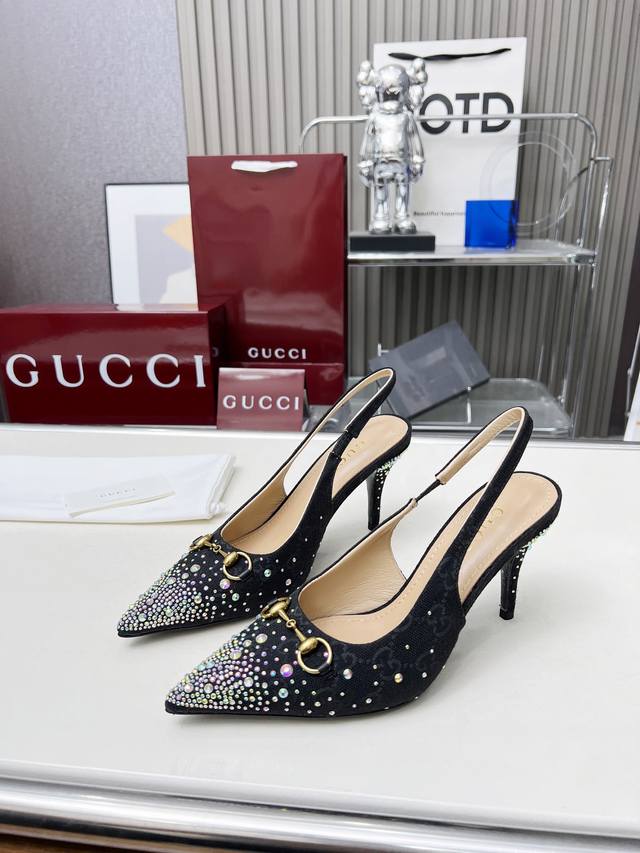 L Original quality Gucci 2025 spring and summer new rhinestone high heels, top q