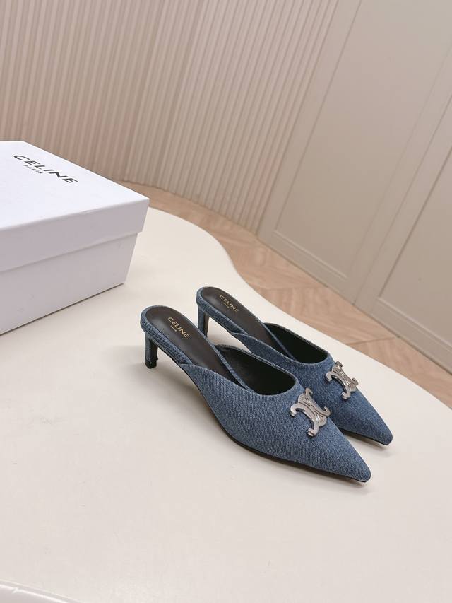 Celine slippers 25 new color new Arc de Triomphe kitten heel sandals for women w