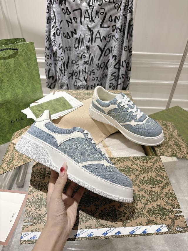 factory release. Gucci 2025Ss new collection of thick-soled white sneakers, casu