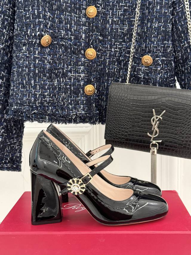 RV classic, premium-quality rhinestone-buckled Mary Janes. These exquisite Mary