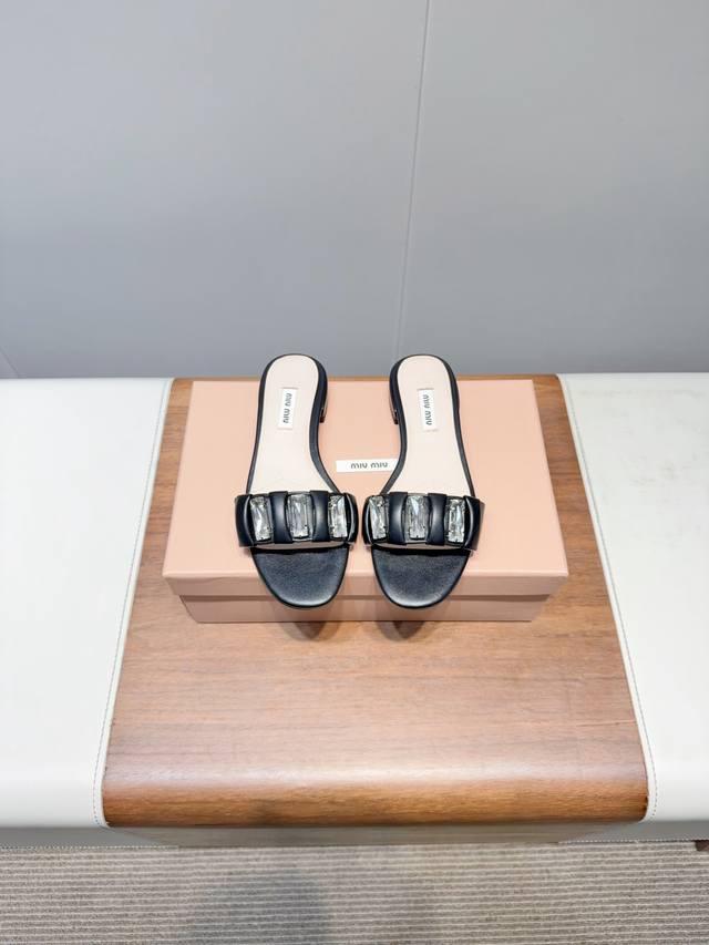 Miumiu Spring/Summer show slippers are made from imported calfskin leather with