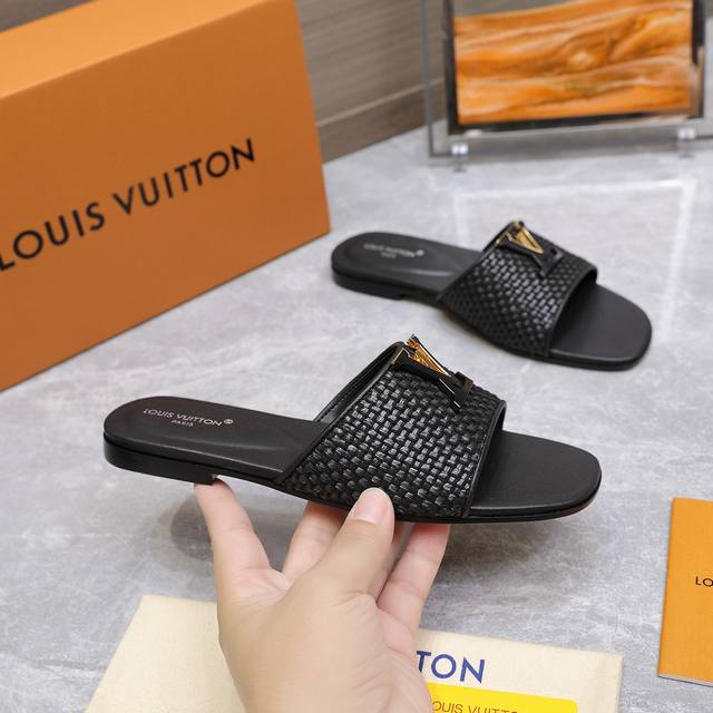 Premium Edition Lv New Slippers with Original Mold and Lv Floral Pattern. Louis