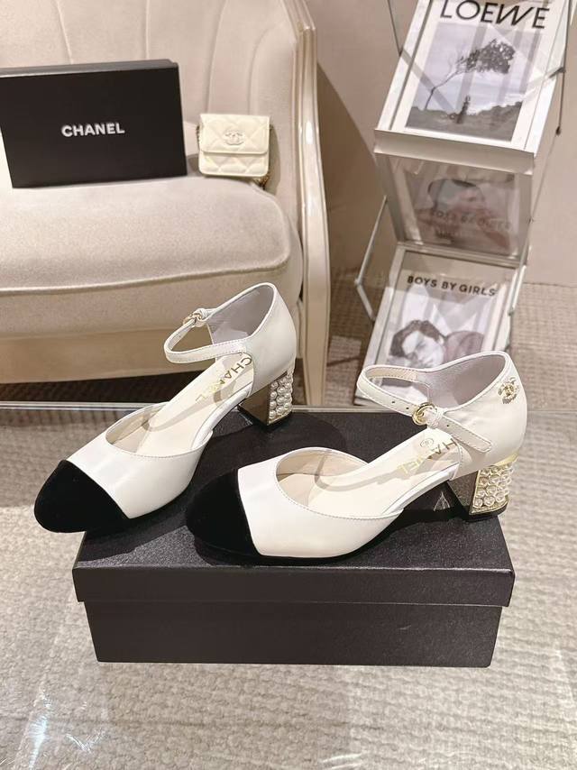 Xiao Chanel 20252113-2 Mary Jane original mold pearl heel upper; imported sheeps