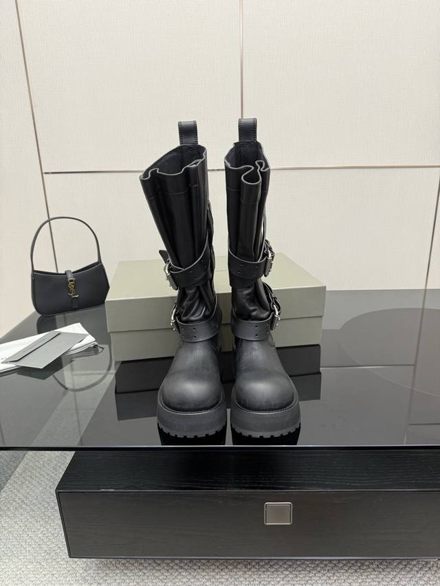 50" 60" Balenciag* Balencia 25" autumn/winter distressed leather thick-soled ank