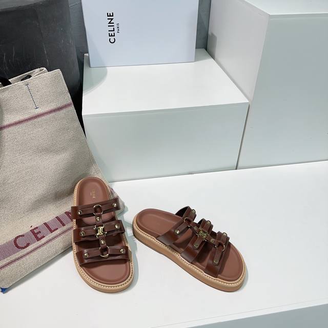 High-quality factory-made! Celine's new Spring/Summer 25 casual Roman slippers h