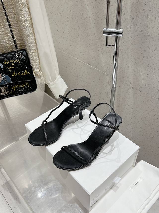 Therow new high-heeled sandals, cowhide fabric, sheepskin insole, imported genui